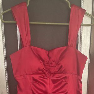 Red Midi Satin Formal Dress